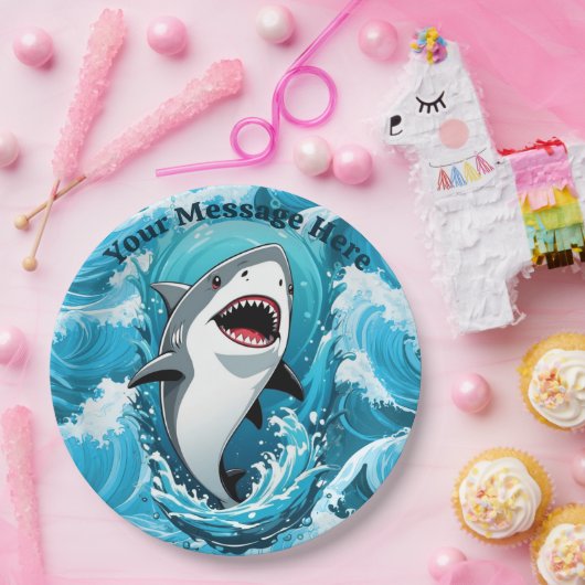 Doe mee voor een haaienbeet papieren bordje (Feest)