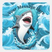 Doe mee voor een haaienbeet vierkante sticker (Voorkant)