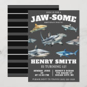 Doe mee voor een Jaw-Some Party! Verjaardag van de Kaart (Voorkant / Achterkant)