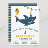 Doe mee voor een Jaw-Some Time! Verjaardagsfeest v Kaart (Voorkant / Achterkant)