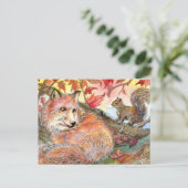 Doe mee voor een nap met vos en eekhoorn briefkaart (Staand voorkant)