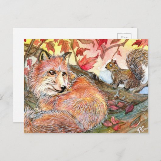 Doe mee voor een nap met vos en eekhoorn briefkaart (Voorkant / Achterkant)