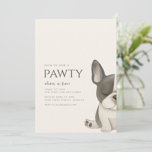 Doe mee voor een Pawty French Bulldog verjaardag Kaart (Staand voorkant)