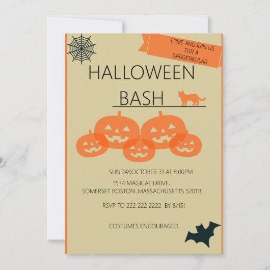 Doe mee voor een spectaculaire Halloween Bash! Kaart (Voorkant)