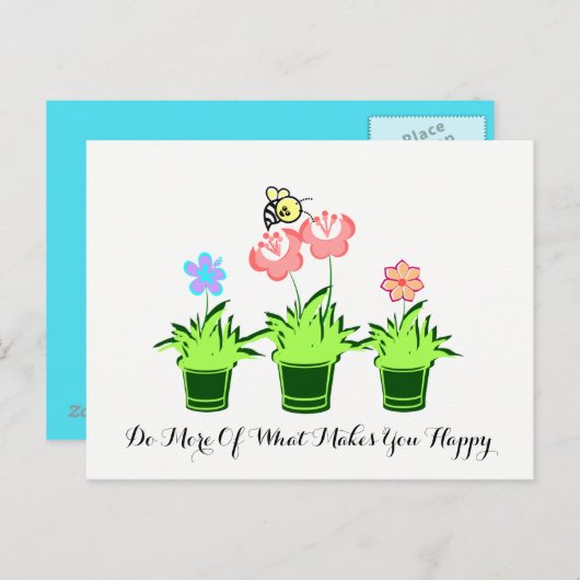 "Doe meer van waar je blij van wordt"Briefkaart Briefkaart (Voorkant / Achterkant)