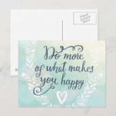 Doe meer van wat je gelukkig maakt briefkaart (Voorkant / Achterkant)