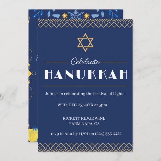 Doe met ons mee voor een vreugdevolle Chanoeka-vie Kaart (Voorkant / Achterkant)