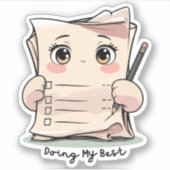 Doe Mijn Best – Zachte Herinnering op maat gesnede Sticker (Voorkant)