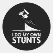 Doe mijn eigen Stunts Golf Cart Funny Broken Bone Ronde Sticker (Voorkant)