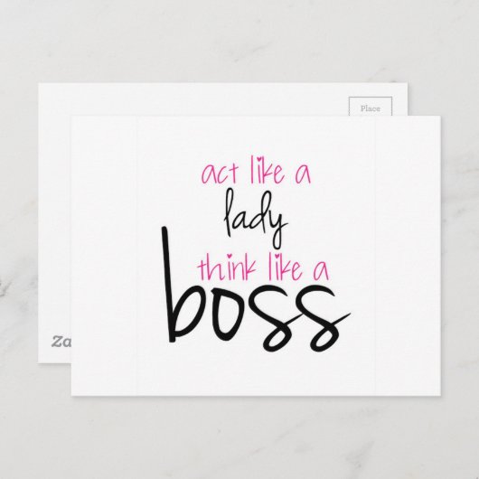 Doe net als een dame denken als een baas briefkaart (Voorkant / Achterkant)