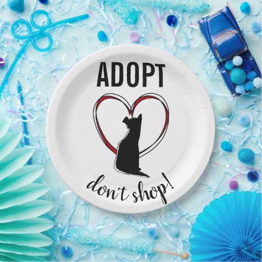 Doe niet aan winkelen! Puppy in hartvorm Papieren Bordje (Feest)