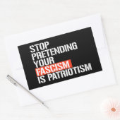 Doe niet alsof je fascisme patriottisme is rechthoekige sticker (Envelop)