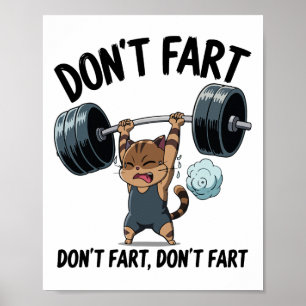 Doe Niet Grappig Poepen Fitness Kat Workout Gewich Poster