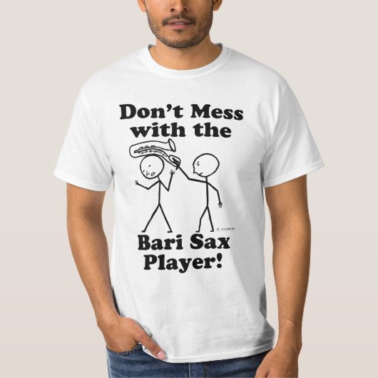 Doe niet meer met de Bari Sax Player T-shirt (Voorkant)