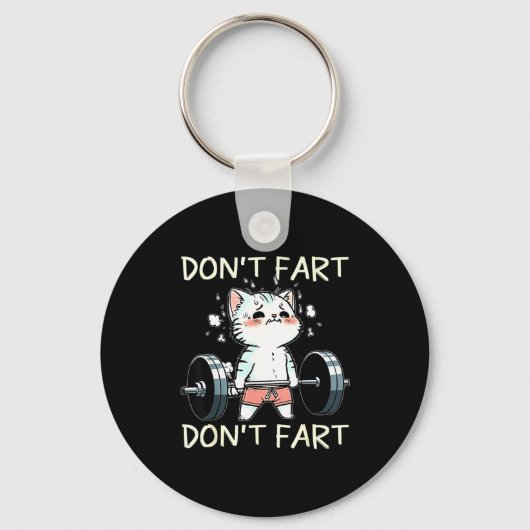 Doe Niet Poep Gym Kat Gewicht Sleutelhanger (Voorkant)
