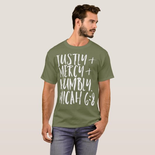 Doe rechtvaardigheid liefde barmhartigheid lopen n t-shirt (Voorkant volledig)