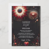 Doe Ruby Dikke Claret Wit Hart Rood Zwart Bruiloft Kaart (Voorkant)