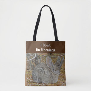 Doe 's ochtends geen vermoeide Humor Resting Rabbi Tote Bag