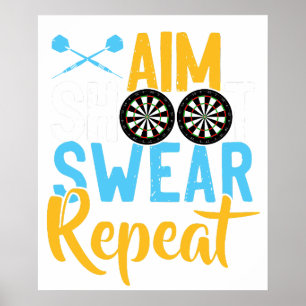 Doe Schiet Zweer Herhaal Darts T-Shirt Retro Vinta Poster