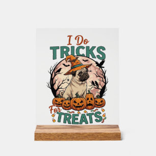 Doe Trucs Snoepjes Halloween Pug Heksenhoed Pompoe Acryl Bord