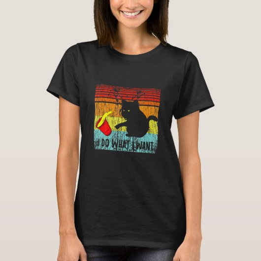 Doe wat ik wil dat Black Cat Red Cup Mijn kat T-shirt (Voorkant)