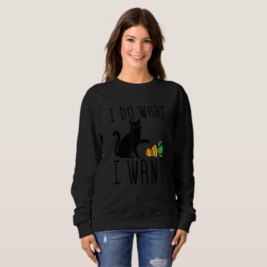 Doe wat ik wil dat Cute Black Cat Cactus Graphic Trui (Voorkant volledig)