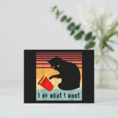 Doe wat ik wil dat het  zwarte kat rode kat grappi feestdagenkaart (Staand voorkant)