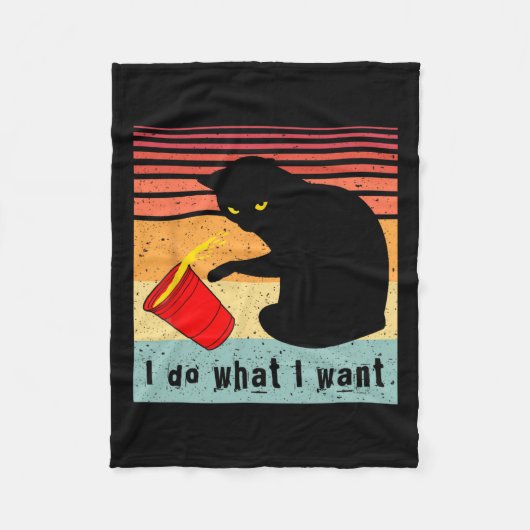 Doe wat ik wil dat het  zwarte kat rode kat grappi fleece deken (Voorkant)