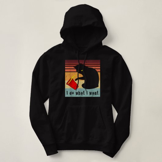 Doe wat ik wil dat het  zwarte kat rode kat grappi hoodie (Design voorkant)