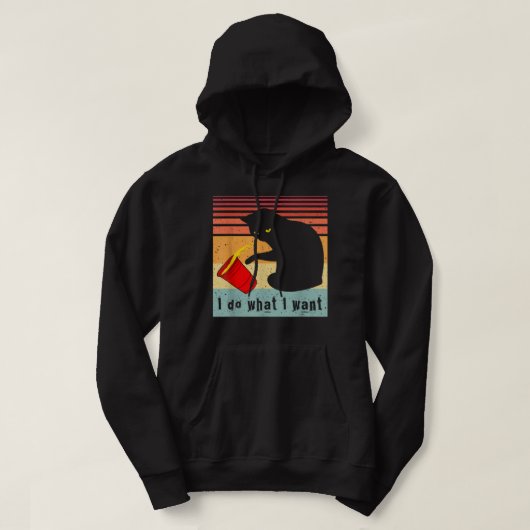 Doe wat ik wil dat het  zwarte kat rode kat grappi hoodie (Design voorkant)