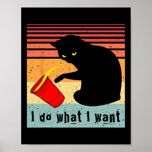 Doe wat ik wil dat het  zwarte kat rode kat grappi poster (Voorkant)