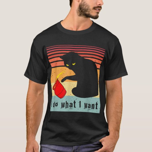 Doe wat ik wil dat het  zwarte kat rode kat grappi t-shirt (Voorkant)