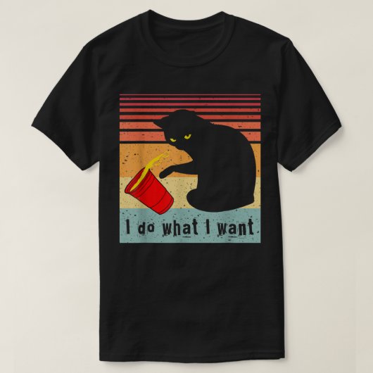 Doe wat ik wil dat het  zwarte kat rode kat grappi t-shirt (Design voorkant)