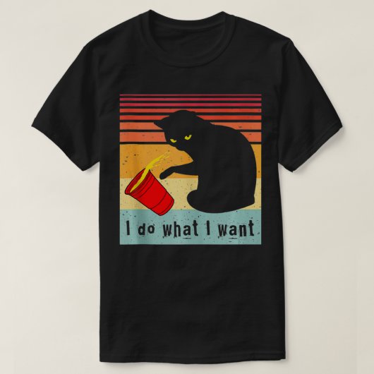 Doe wat ik wil dat het  zwarte kat rode kat grappi t-shirt (Design voorkant)