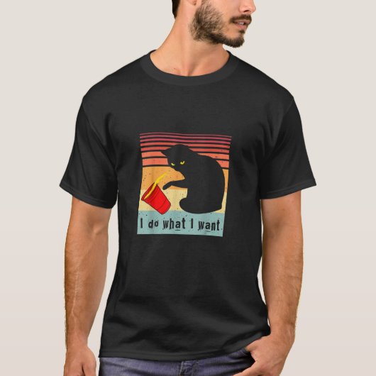 Doe wat ik wil dat het zwarte kat rode kat grappi t-shirt (Voorkant)