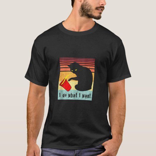 Doe wat ik wil dat het  zwarte kat rode kat grappi t-shirt (Voorkant)