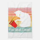 Doe wat ik wil dat het  zwarte kat rode kat grappi theedoek (Verticaal)