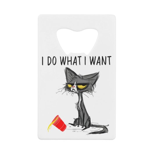 Doe wat ik wil dat het  zwarte kat rood wordt creditkaart flessenopener (Voorkant)