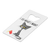 Doe wat ik wil dat het  zwarte kat rood wordt creditkaart flessenopener (Achterkant Gekanteld)