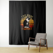 Doe wat ik wil dat Tuxedo Cat Mam Cute Funny Graph Wandkleed (In situ)