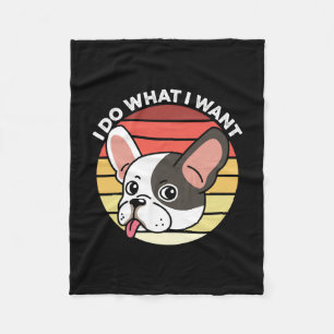 Doe Wat Ik Wil Frenchie Retro Franse Bulldog Hond  Fleece Deken
