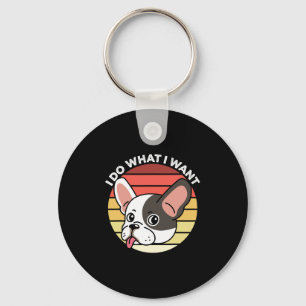 Doe Wat Ik Wil Frenchie Retro Franse Bulldog Hond Sleutelhanger