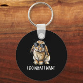 Doe wat ik wil Mini Holland Lop Bunny Rabbit Lover Sleutelhanger (Voorkant)