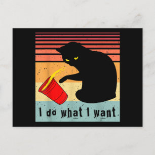 Doe Wat Ik Wil Vintage Zwarte Kat Rode Beker Grapp Briefkaart