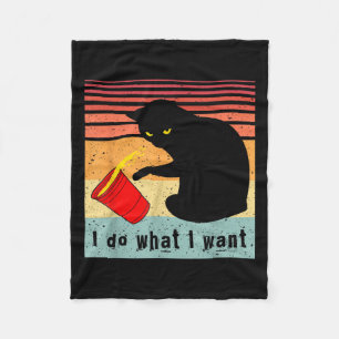 Doe Wat Ik Wil Vintage Zwarte Kat Rode Beker Grapp Fleece Deken