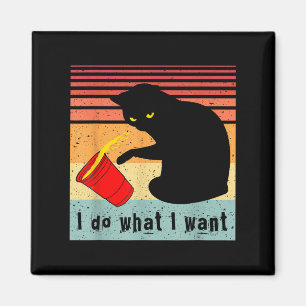 Doe Wat Ik Wil Vintage Zwarte Kat Rode Beker Grapp Magneet