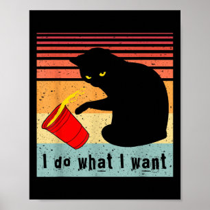 Doe Wat Ik Wil Vintage Zwarte Kat Rode Beker Grapp Poster