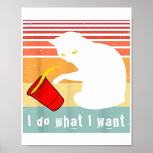 Doe Wat Ik Wil Vintage Zwarte Kat Rode Beker Grapp Poster