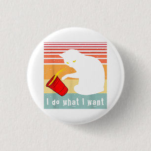 Doe Wat Ik Wil Vintage Zwarte Kat Rode Beker Grapp Ronde Button 3,2 Cm