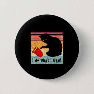 Doe Wat Ik Wil Vintage Zwarte Kat Rode Beker Grapp Ronde Button 5,7 Cm
